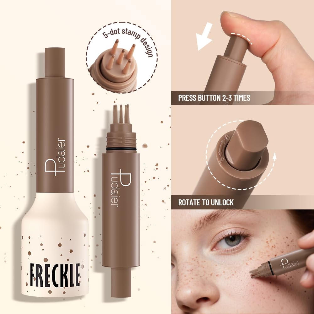 MINXUEYEN Freckle Stamp - Waterproof Faux Freckle Pen, Natural-Looking Lifelike Freckle Makeup, 5-Point Quick Dry Long-Lasting Magic Fake Freckles Marker for Sunkissed Makeup (04)