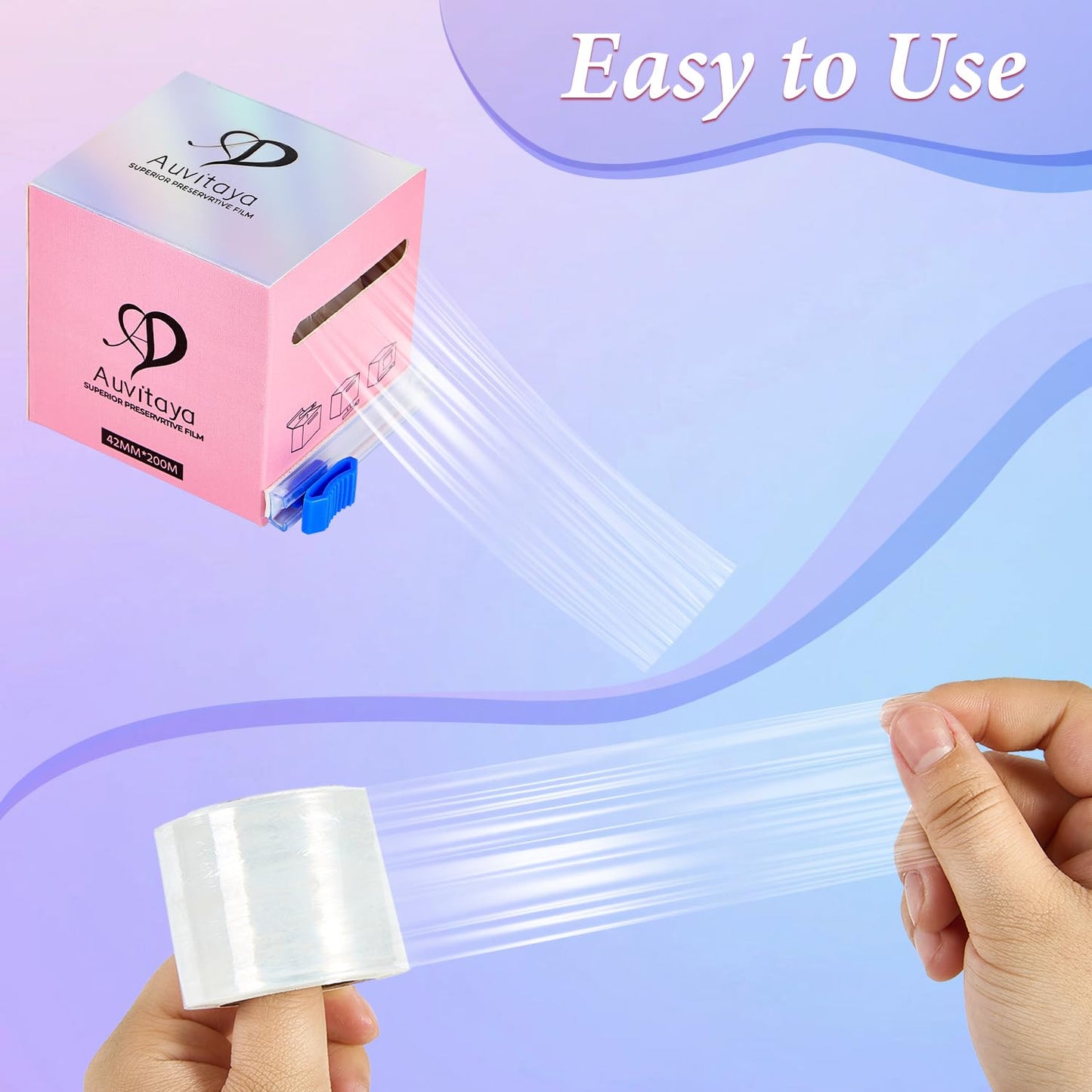 2 Pack Eyebrow Lamination supplies with Ergonomic Slicer, Premium Transparent Preservative Film, Permanent Make Up Cling Wrap Cover Tape Roll Perfect for Lip Brow Lamination Lash Lift