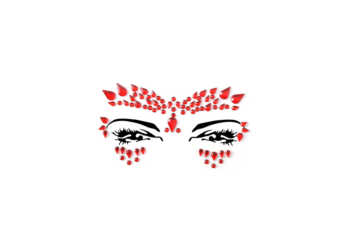 Face Gems Adhesive Glitter face Jewel Tattoo Sticker Festival Rave Party Body Make Up (Red-36)