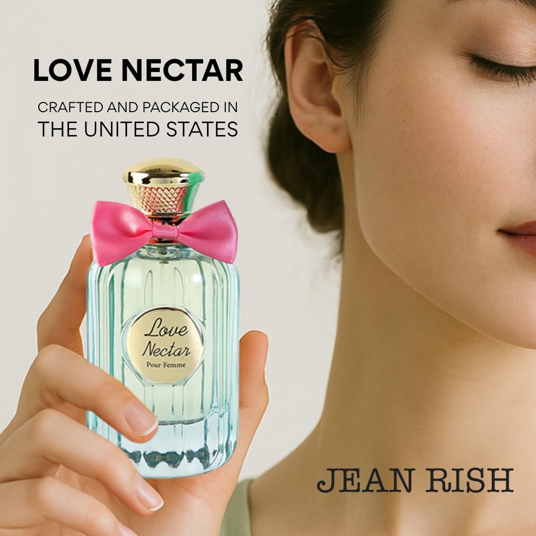 Jean Rish Love Nectar Perfume for Women Eau De Parfum, Long-Lasting Luxury Fragrance, Made In USA - Jasmine, Vanilla, Patchouli, Musk Scent - 100ml / 3.4 oz