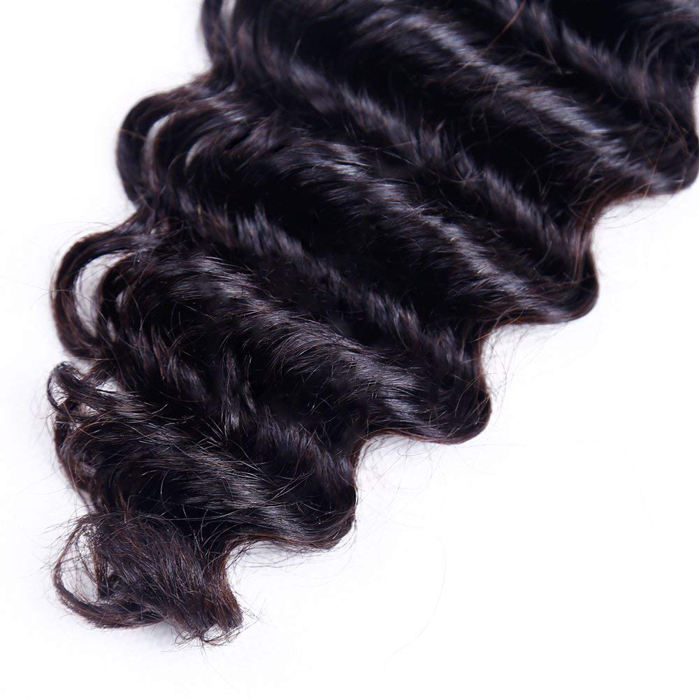 Odir Brazilian Deep Wave Human Hair 1 Bundle Unprocessed 9A Brazilian Deep Wave Virgin Human Hair Weave Bundles Deep Curly Hair Bundles 22 Inch Natural Color