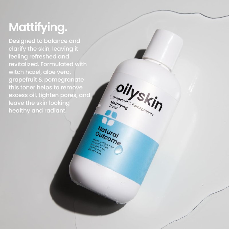 Natural Outcome Oily Skin Face Toner - Purifying Astringent for Matte Finish | Hydrating Aloe Vera | 8 oz