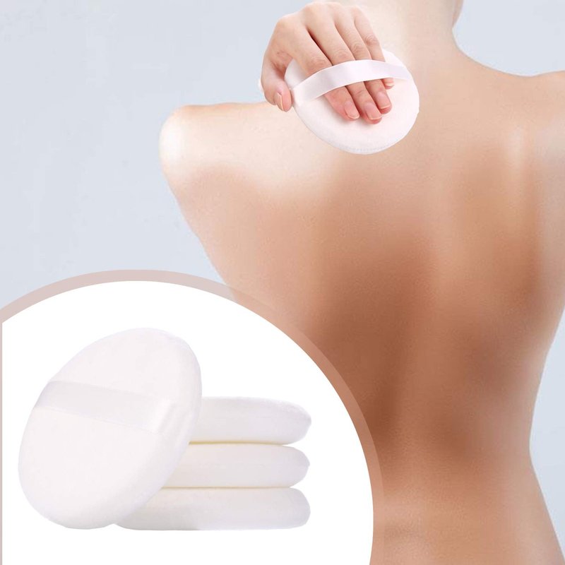 WSYUB Powder Puff, Powder Puff for Body Powder, Ultra Soft Large Velour Body Powder Puffs, 4.13 inch,4pcs，White, Round