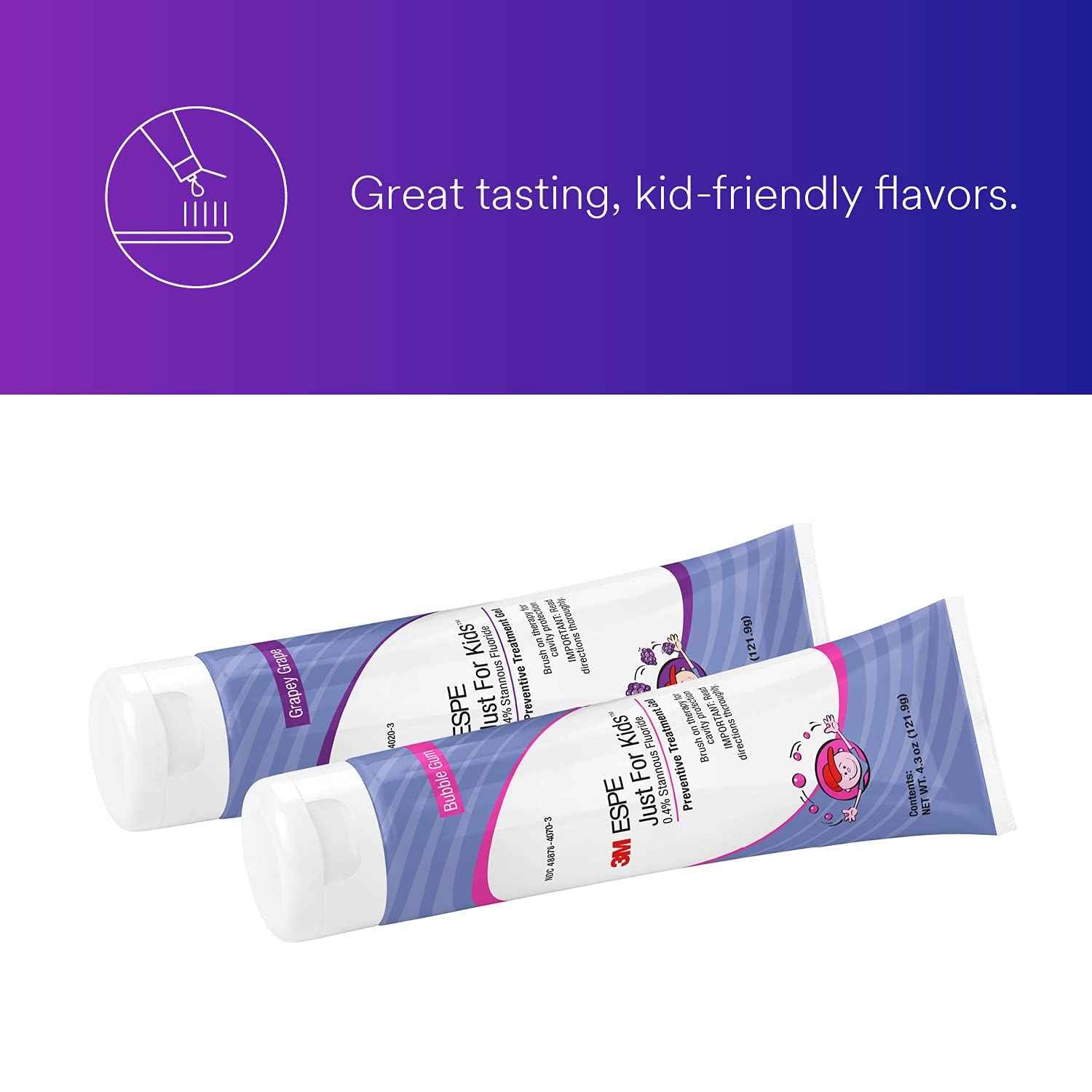 3M 70201054155 Just For Kids 0.4% Stannous Fluoride Brush On Gel, Extra Cavity Protection, 4.3 oz