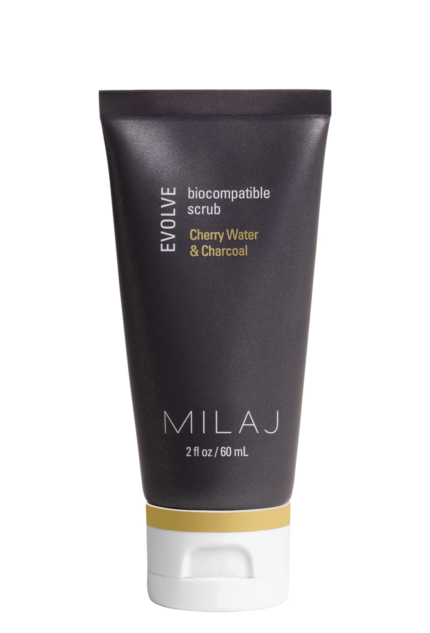 MILAJ Evolve Biocompatible Face Scrub | Charcoal & Cherry Water Facial Exfoliator to Cleanse Pores and Reduce Uneven Skin Tone | Clean Skincare for Regular Use 2fl oz