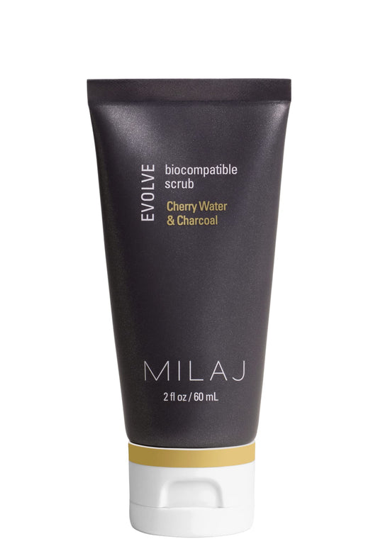 MILAJ Evolve Biocompatible Face Scrub | Charcoal & Cherry Water Facial Exfoliator to Cleanse Pores and Reduce Uneven Skin Tone | Clean Skincare for Regular Use 2fl oz