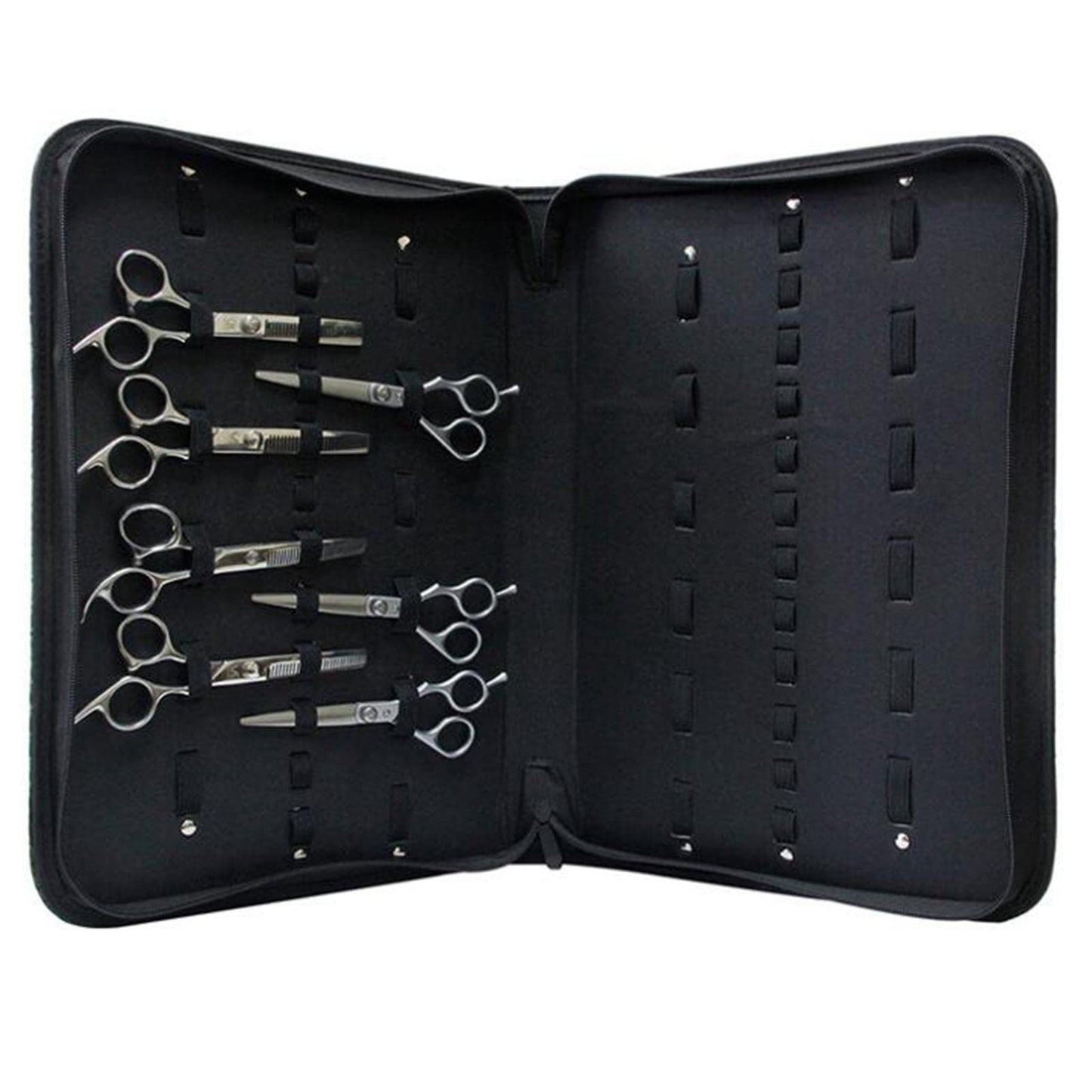 PU Leather Hair Scissors Case Pouch – Holds 24 Shears, Large Capacity Barber Organizer Bag, Durable Portable for Hairdresser Stylist – 15.35 x 11.02 x 1.96 Inch