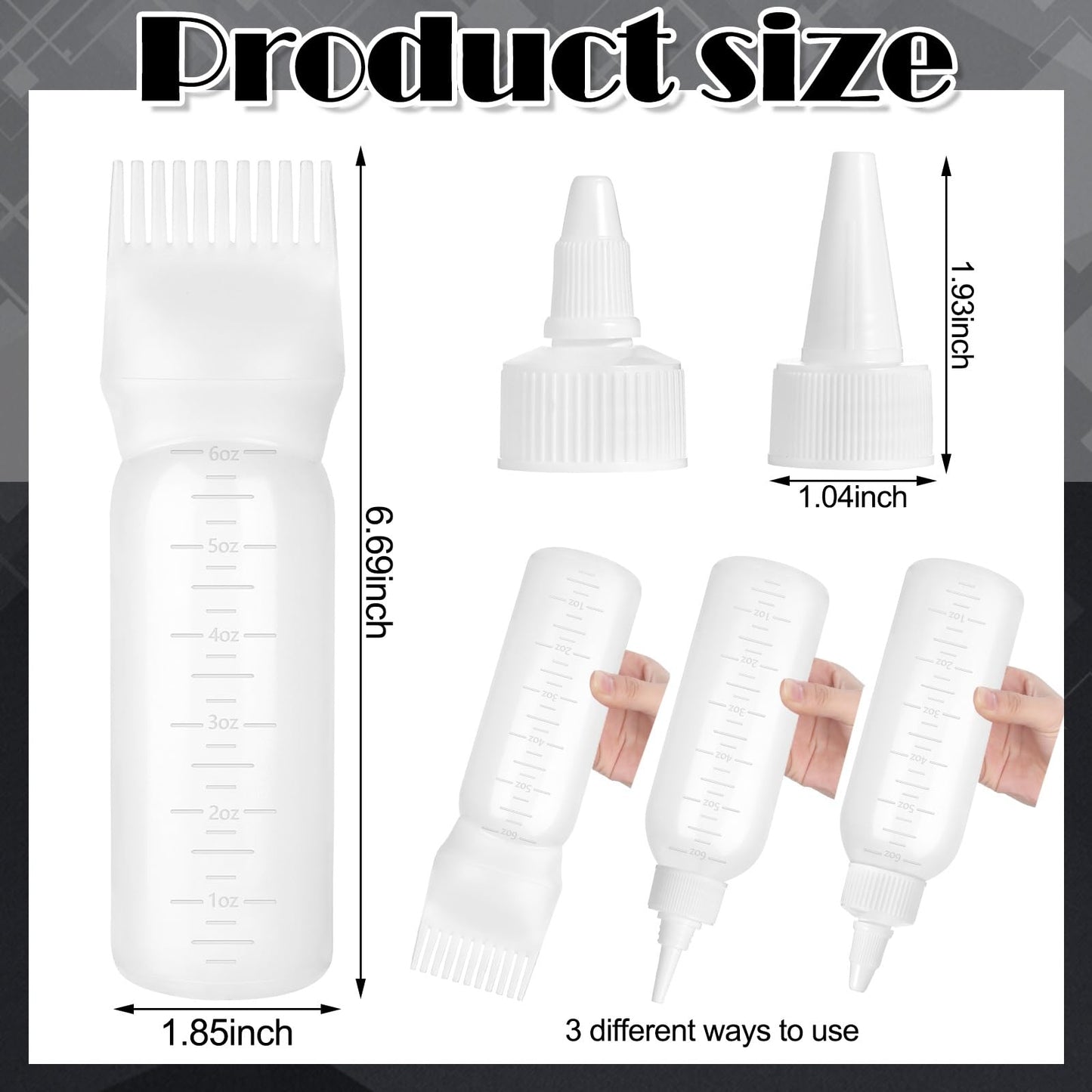 Root Comb Applicator Bottle Oil Applicator for Hair Dye & Scalp, White