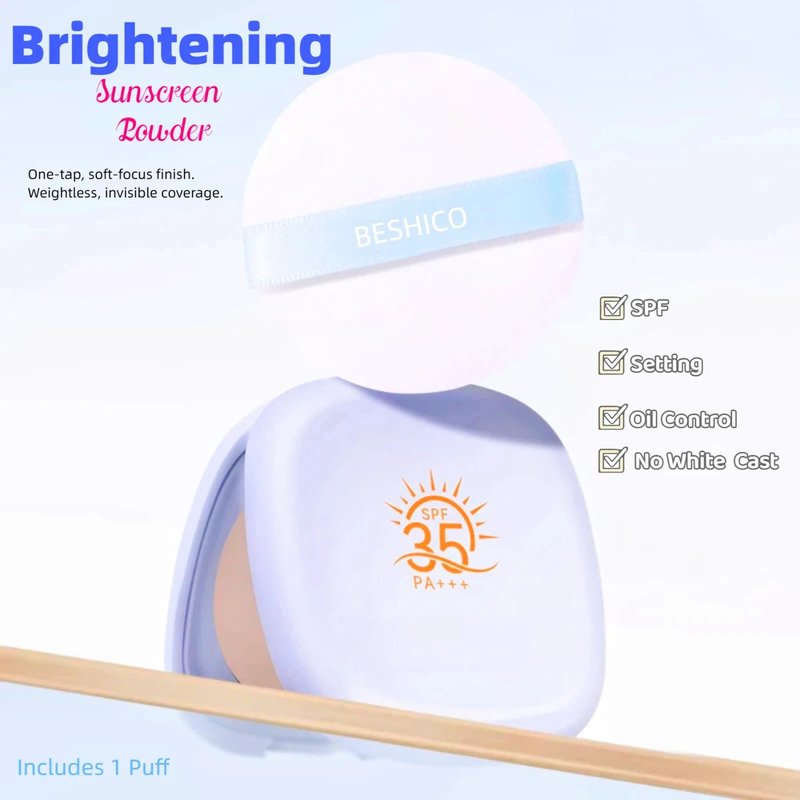 Sunscreen Setting Powder & Powder Foundation | SPF 35 PA+++ 4-in-1 Mineral Pressed Powder with Concealer | Oil Control, Matte Finish, Long-Lasting, Buildable Coverage, Weightless & Anti-Dullness