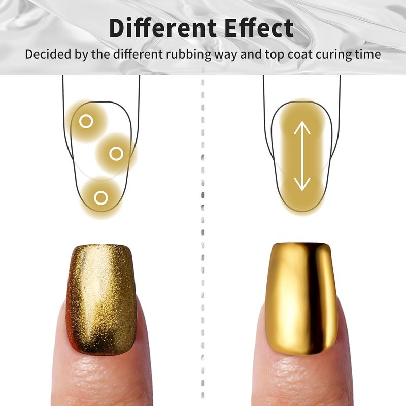 Chrome Nail Powder Set - 4 Jars Metallic Mirror Effect Pigments | Gold, Silver, Black & White Pearl