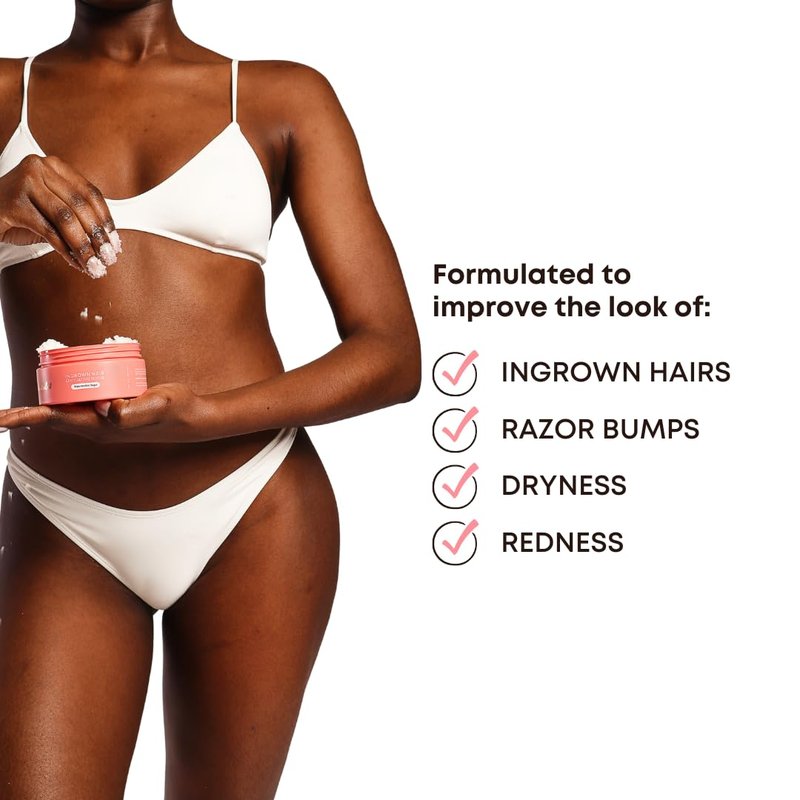 Bushbalm Ingrown Hair Exfoliating Scrub – Pre-Shave Sugar Scrub for Ingrown Hairs, Razor Bumps & Dry Skin – Gently Buffs & Soothes Sensitive Skin - Watermelon Sugar 236ml