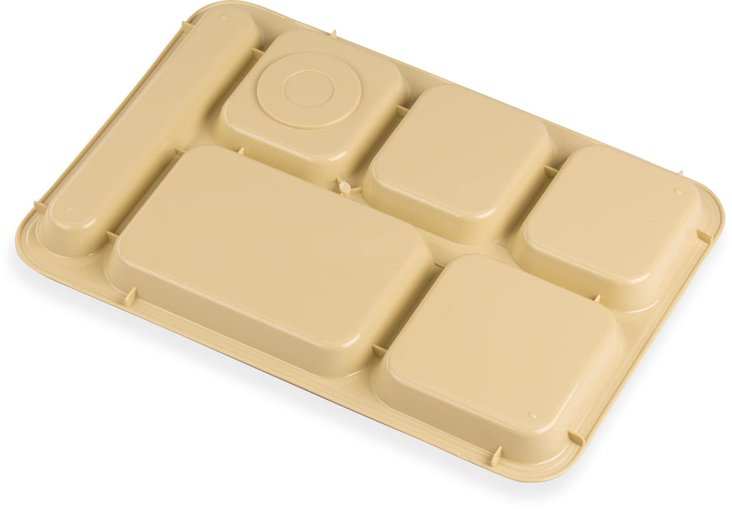 Carlisle FoodService Products Right-Hand 6-Compartment Tray, 10" x 14", Tan