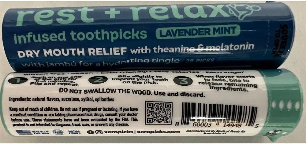 Xero Picks Wellness Toothpicks - Brain Boost & Immunity Support | 100 Sugar-Free Picks (5 Flavor Variety)