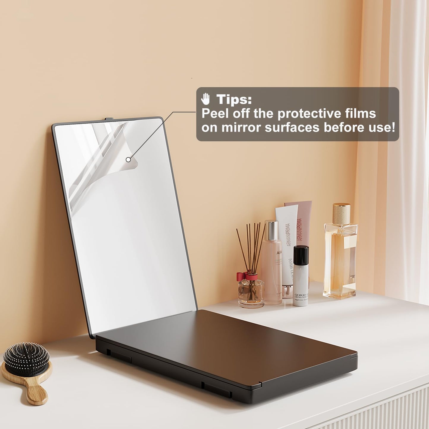 Dripex 3 Way Mirror with Storage Shelf, Trifold Self Haircut 360° Barber Mirror with Height Adjustable Hooks for Makeup, Styling, Shaving, Braiding, Dye Hair