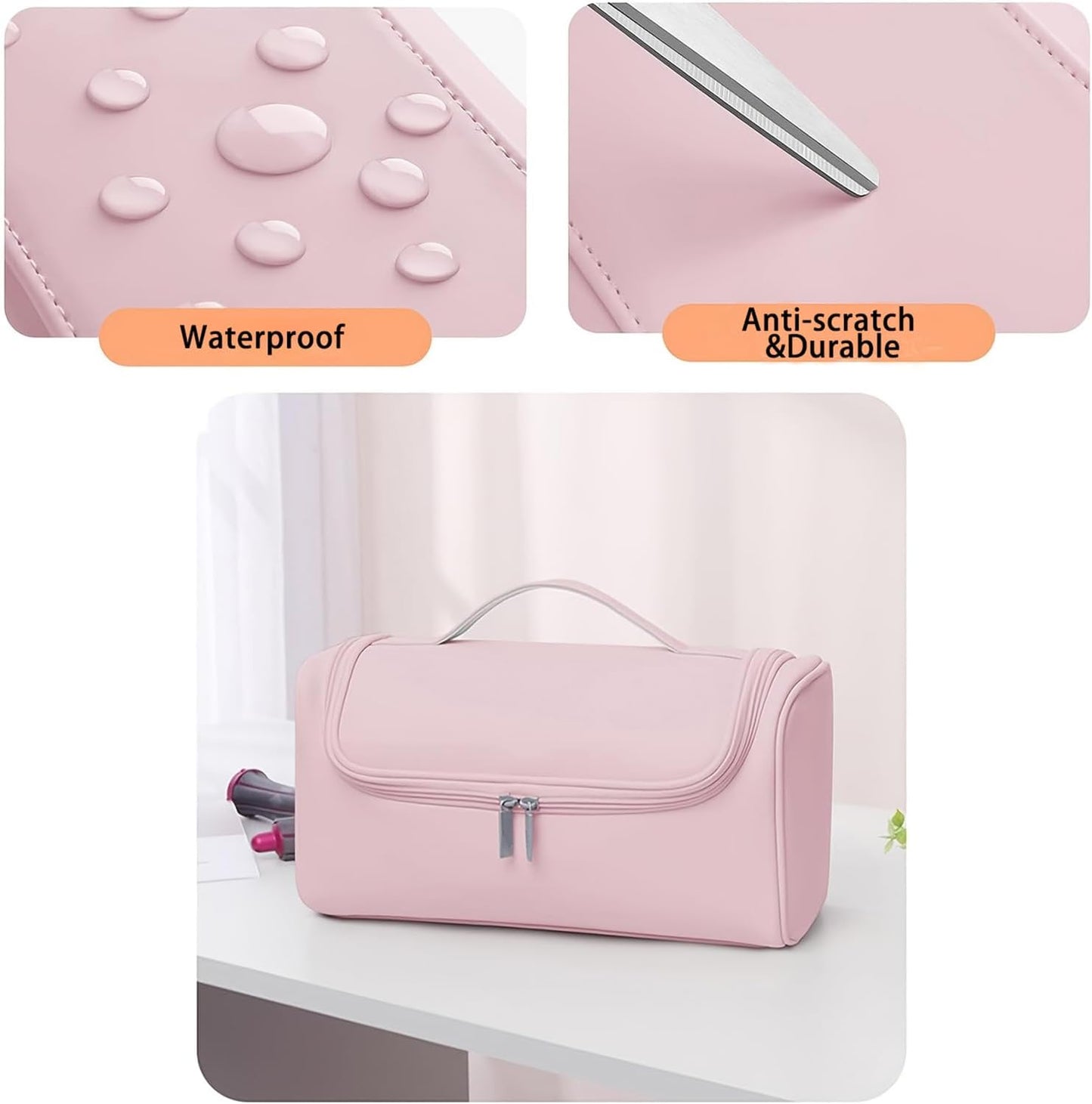 Dyson Airwrap Travel Case - Portable Storage Bag with Metal Hook | Fits All Models, Pink