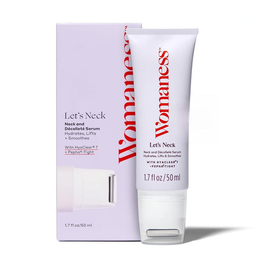Womaness Let’s Neck Serum for Neck Tightening and Lifting - Firming and Tightening Neck Cream with Cooling Roller Applicator - Hydrating Neck Serum to Smooth Wrinkles and Sagging Skin for Women - 50ml