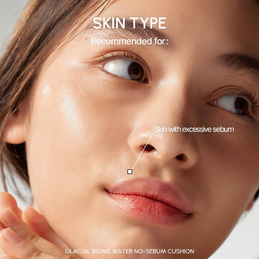 Parnell Glacial Biome Water No-Sebum Cushion 0.35 Fl Oz / 10g | Hydrating & Oil-Control Cushion with Hyaluronic Acid, Mineral Water, and Collagen | Cooling Powder Formula | K-beauty