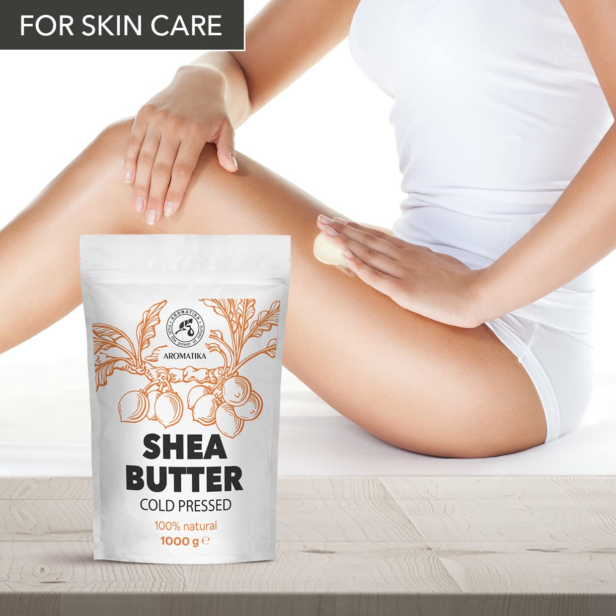 AROMATIKA Shea Butter 35 Oz - Unrefined Raw/Pieces - Africa - Ghana - 100% Pure Shea Butter Body Butter - Cosmetic Grade - for Hair Skin Lip Face Feet Body Care