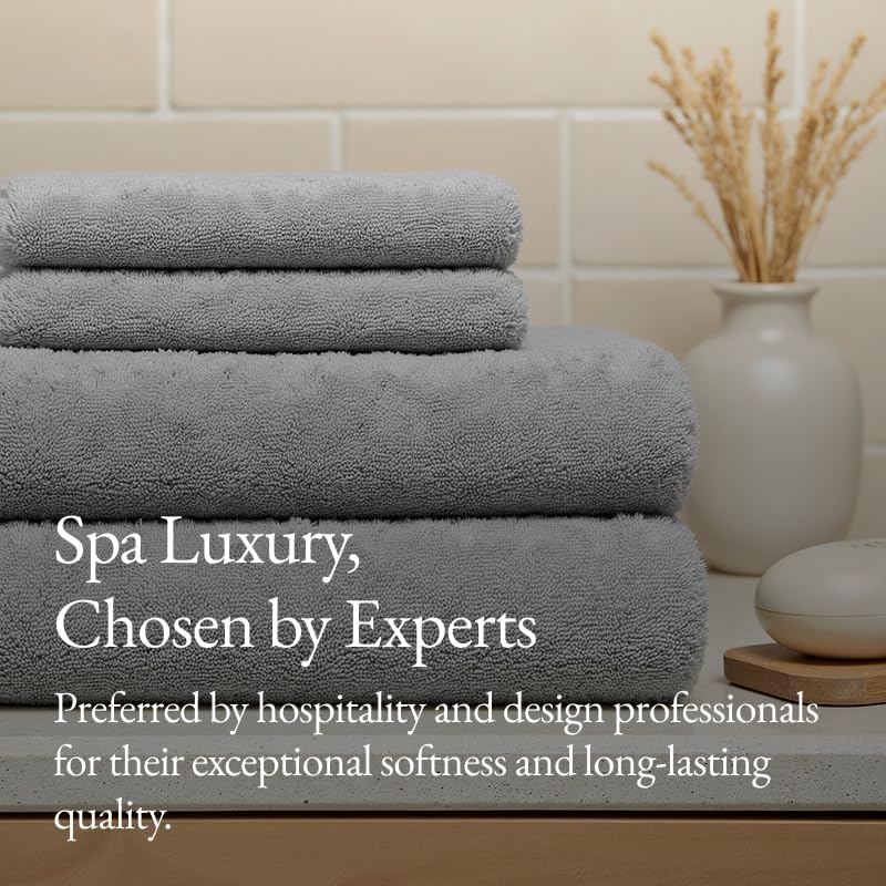 Ultraplush Australian Cotton Washcloths - Set of 2 Soft & Absorbent 800 GSM Luxury Face Cloths | Light Grey
