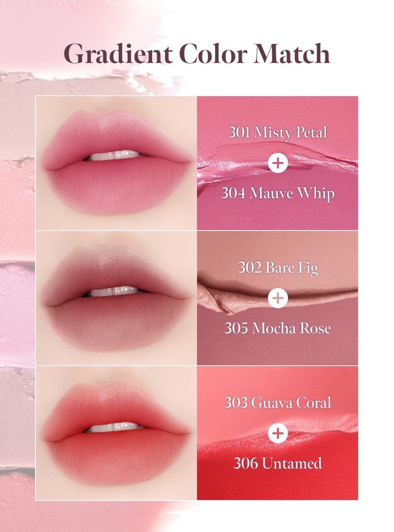 CORALHAZE Bare Velvet Tint #301 Misty Petal 3g, Soft Matte Lip Tint, Creamy Tinted Lip Stain, Velvet Burring Tint, Long Lasting High Pigment, Weightless, 24H Hydration, Lip Makeup, Korean Beauty