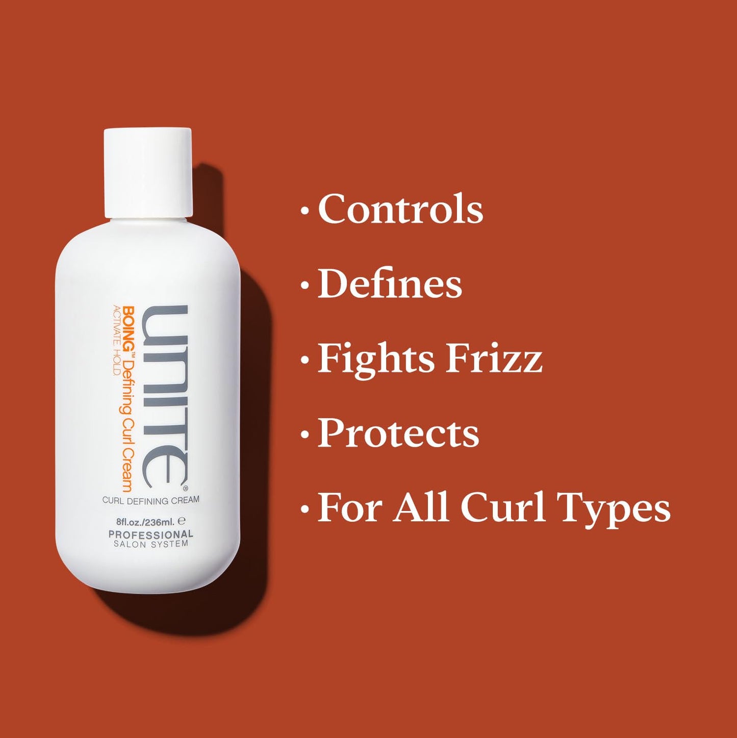 UNITE Hair BOING Defining Curl Cream – Definition, Hold & Frizz Control | UV & Heat Protection for All Curl Types – 8 Fl Oz