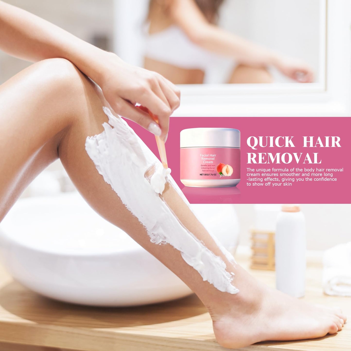 2PC Facial Hair Removal Cream, Natural Aloe Vera & Chamomile Quick Gentle Fast-Acting Hair Remover Cream for Face & Lip, Moisturizing Nourishing Non-sticky, Effectively smooths skin (2)
