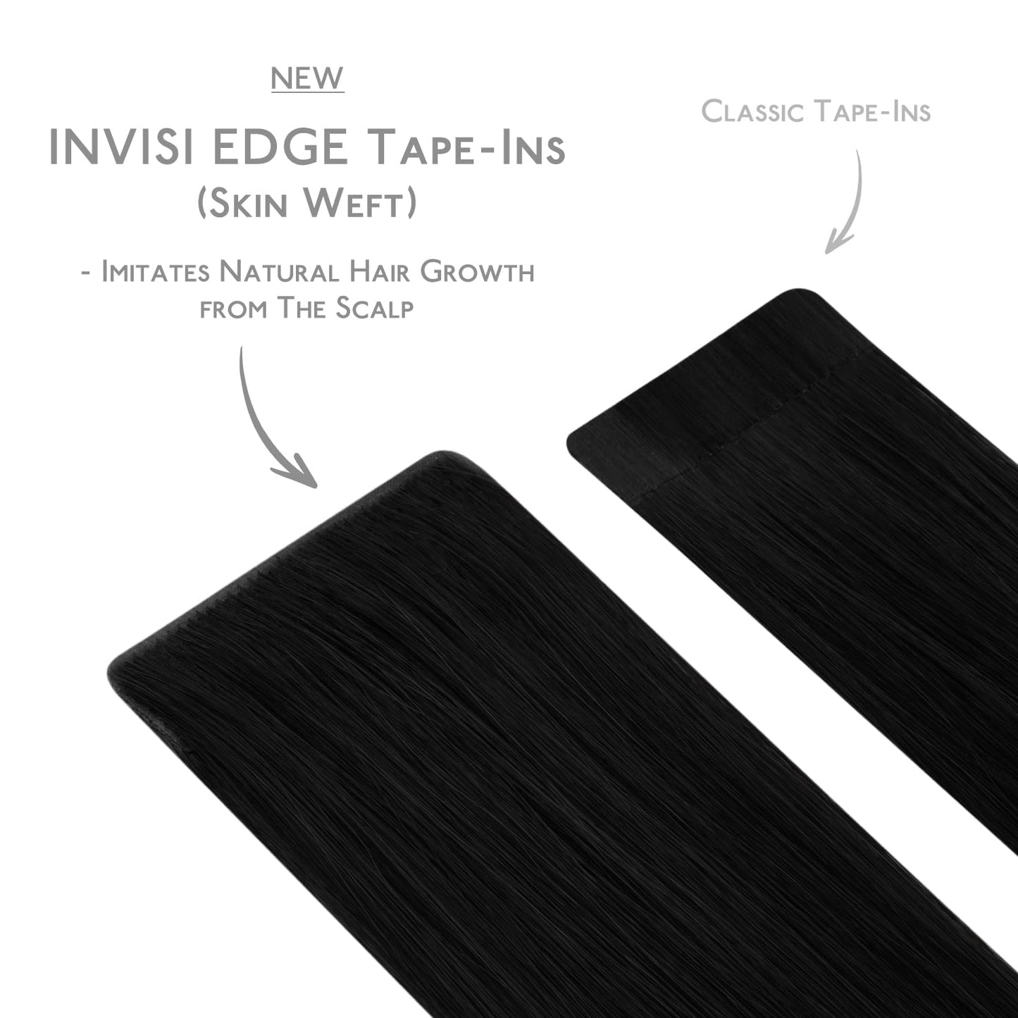 WENNALIFE Invisi Edge Tape in Hair Extensions Human Hair, 22 Inch 30g 10pcs Jet Black Invisible Luxury Remy Hair Extensions Natural Seamless Injected Tape Ins Straight Extensiones De Cabello Humano