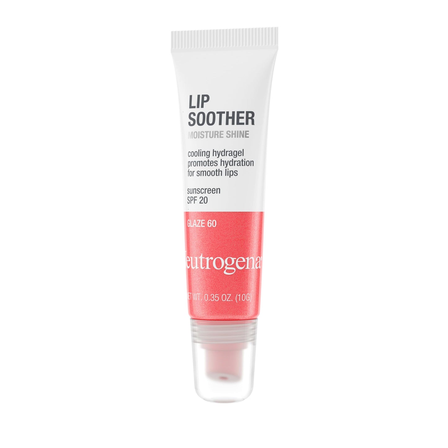 Neutrogena MoistureShine Lip Soother Gloss with SPF 20 Sun Protection, High Gloss Tinted Lip Moisturizer with Hydrating Glycerin & Soothing Cucumber for Dry Cracked Lips, Glaze 60,.35 oz