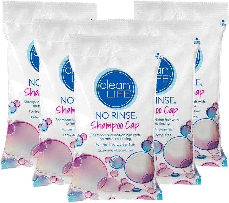 No-Rinse Shampoo Cap - Waterless Hair Washing & Conditioning | 5 Pack, Disposable, Hypoallergenic for Elderly & Patients