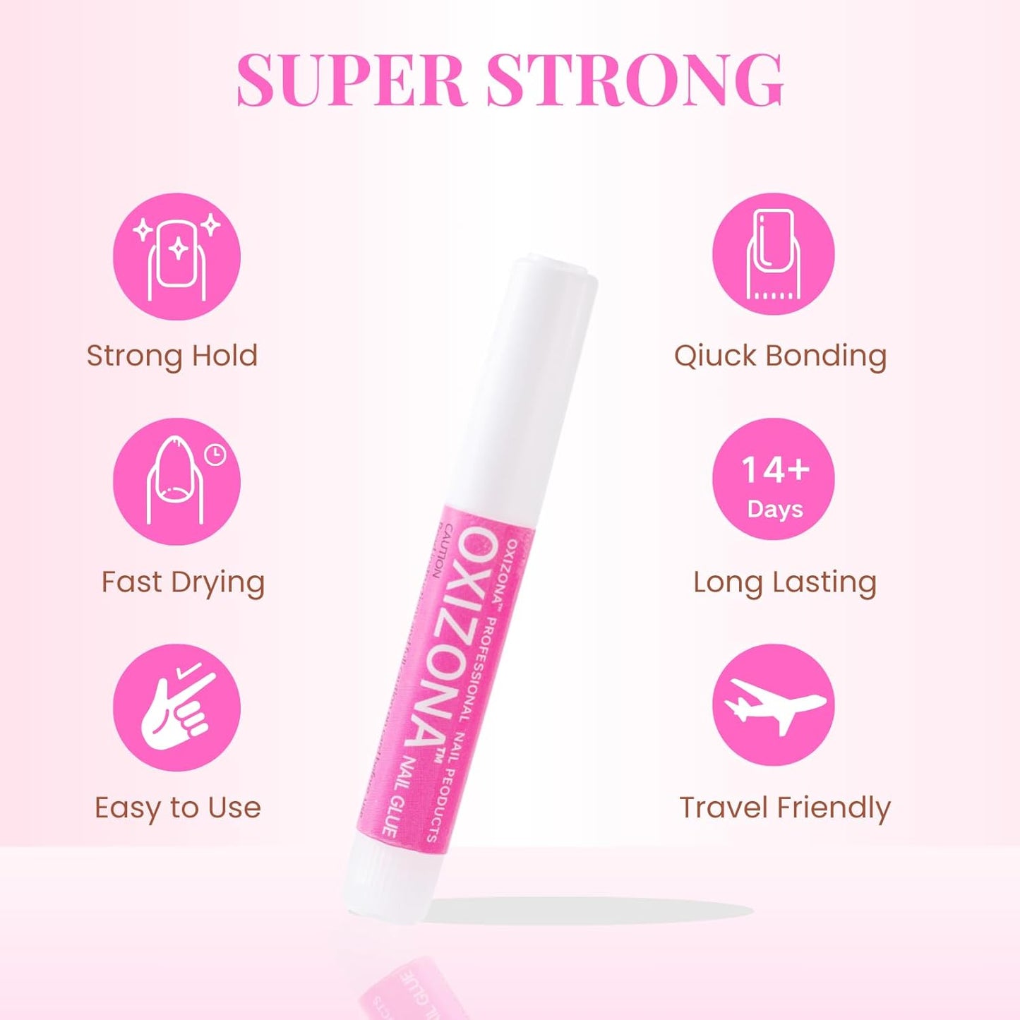 Super Strong Nail Glue for Acrylic Nails Press on Nails Professional Nail Glue for Nail Tips Fake Nails False Nails Long Lasting for Stick On Nails Broken Nails 0.07oz 12pcs