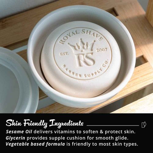 Royal Shave Premium Hard Shaving Soap Puck Refill, Lemon Sandalwood Scent- 3.5oz