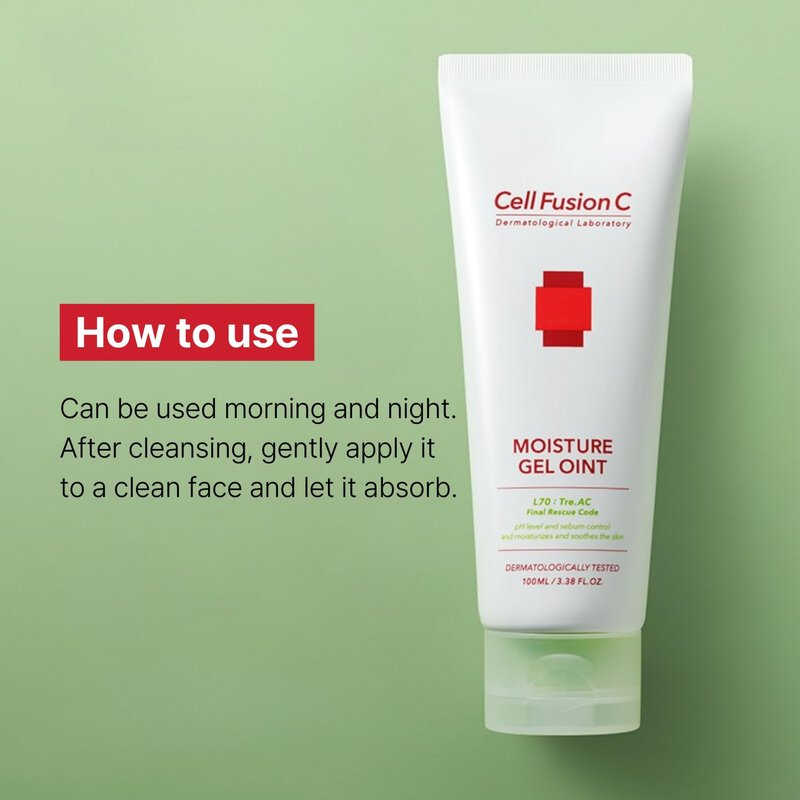 Cell Fusion C Tre.AC Moisture Gel Oint, Lightweight Gel Moisturizer for Oily, Acne-Prone Skin, Balancing Skin's Oil and Moisture, 3.38 fl. oz