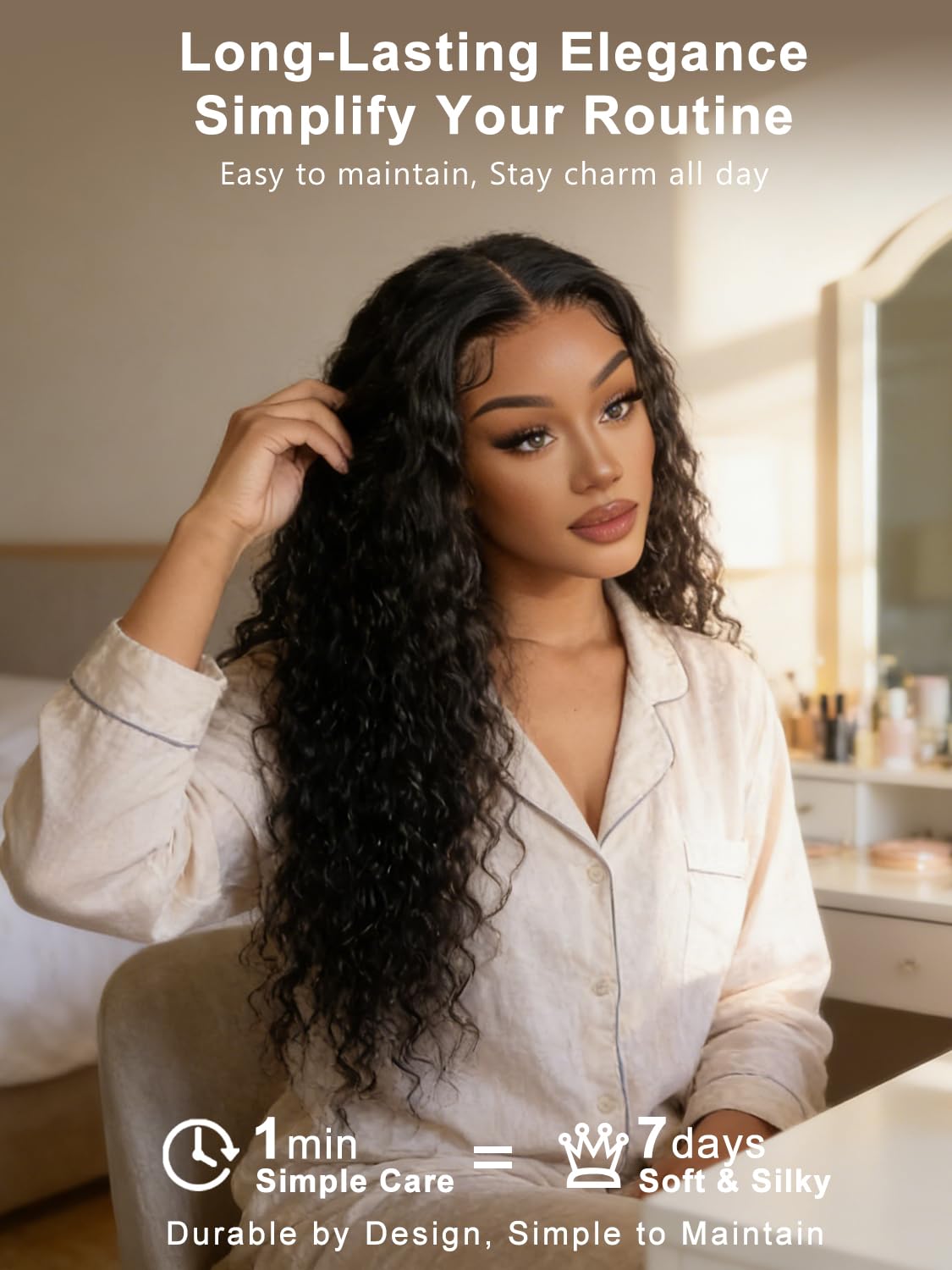 inlovwith Deep Wave Human Hair Bundles, Curly Bundles by 100% Unprocessed Indian Virgin Hair, Keep Texture Wet and Wavy After Multiple Washes(Single Bundle, 18 Inches)