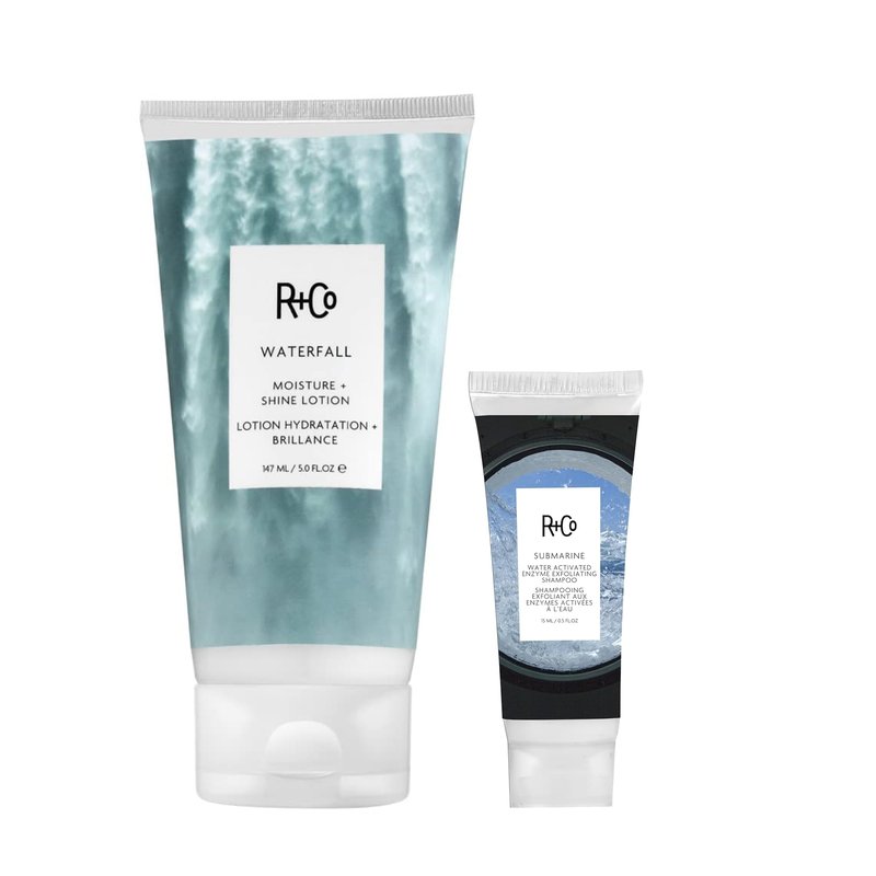 R+Co Waterfall Moisture and Shine Lotion + Submarine Deluxe Sample | Vegan + Cruelty-Free | 5 Oz + .5 Oz