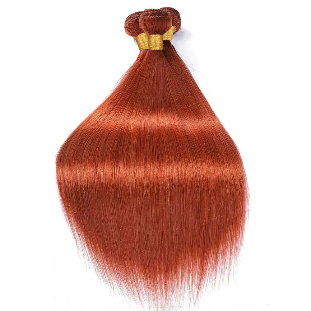 Ginger Bundles Human Hair Orange Straight Bundles 12 14 16 Inch Designed for Black Women Soft and Healthy Human Hair Bundles 300g