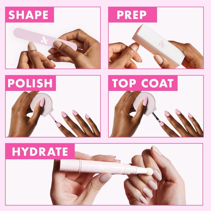 Olive & June Long Lasting Nail Polish - Grateful & Kind Pure Pink | 15-Free Vegan, Gel-Like Finish, Lasts 10 Days