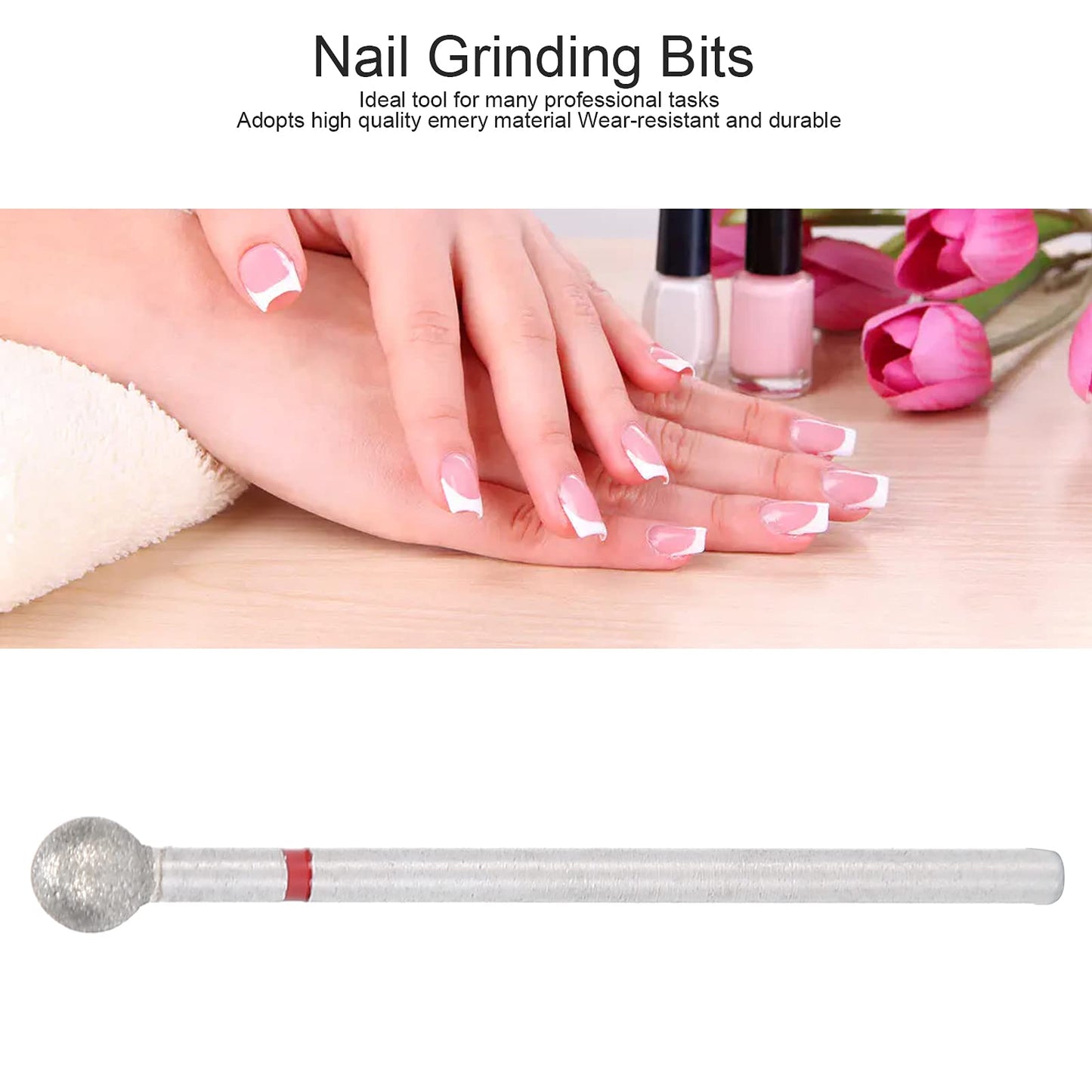 Practical Nail Drill Bits, 50Pcs Nail Polishing Grind Head Replacement Accessory Manicure Tool For Acrylic Gel Nails Cuticle Clean Pedicure (F-5.0mm)
