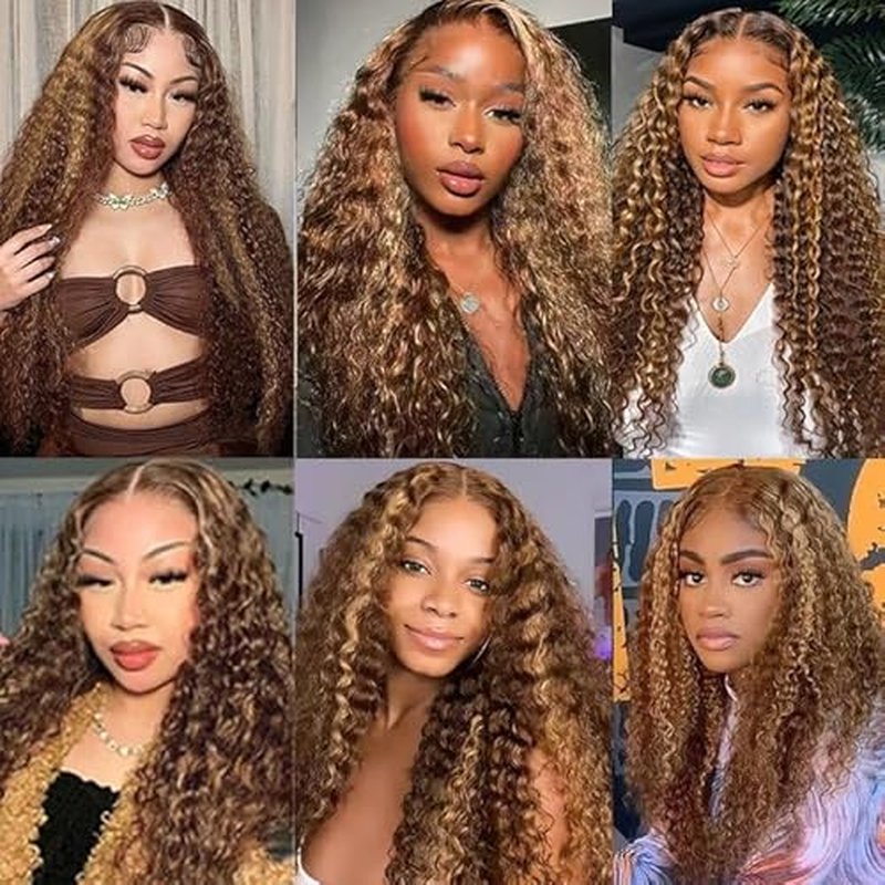 P427 Human Hair Bundles Honey Blonde Deep Wave 3 Bundles 26 26 26 Inch Unprocessed Brazilian Virgin Remy Hair Highlight Deep Curly Bundle Human Hair Extensions