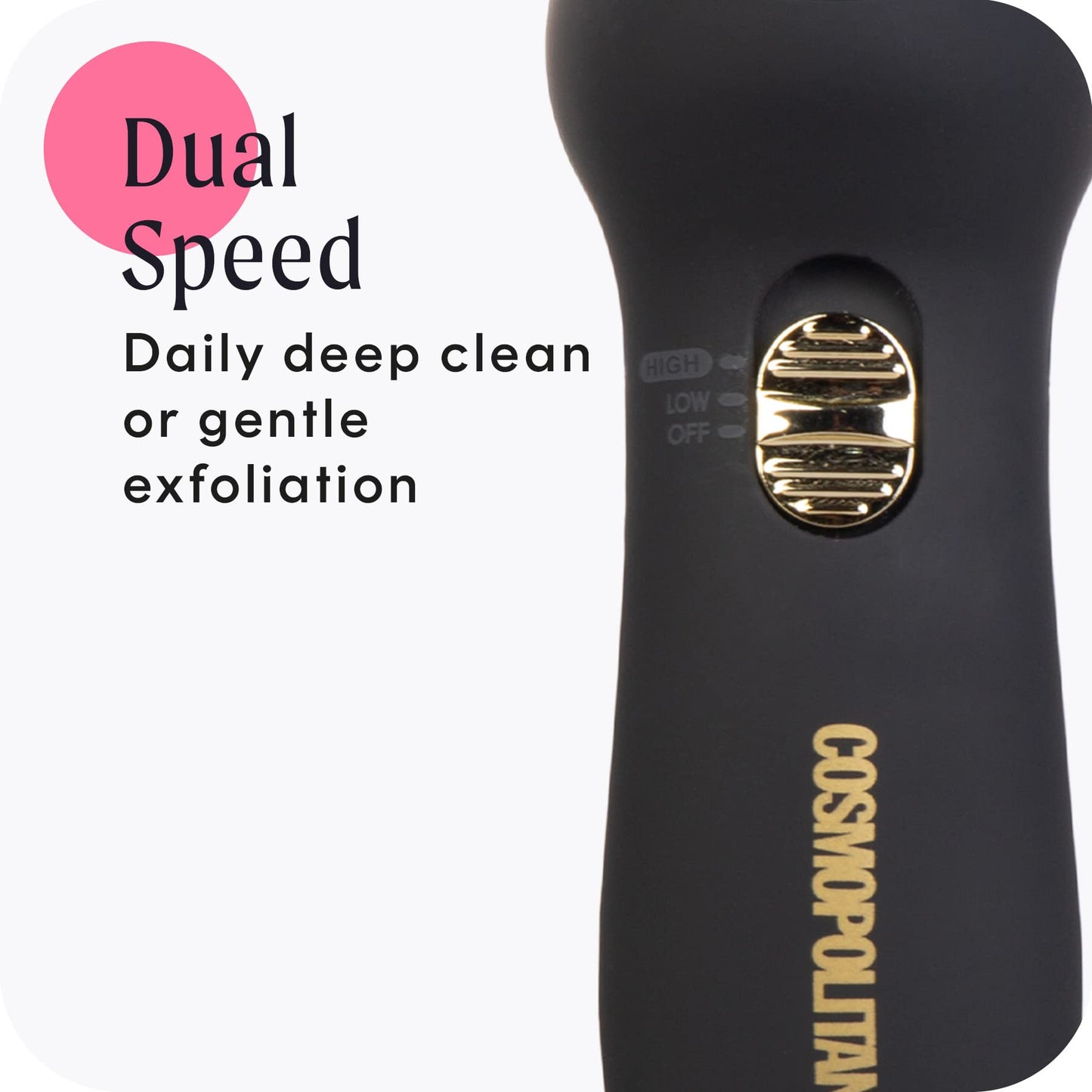 Cosmopolitan Electric Face Cleansing Brush, Spin Brush for Face, Facial Brush for Skin Cleansing and Exfoliating, Face Spin Brush for Acne, Cleaning Skin & Makeup Removal, Pore Cleaner, Black & Gold