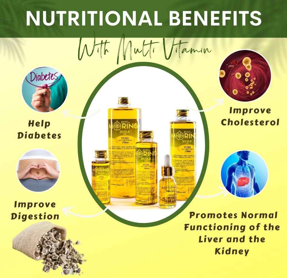 Zest Of Moringa Face Oil For Anti - Aging Wrinkles | Moringa Oil For Skin Care, Hair Care, Acne Treatment & Eczema Essential Oil | 100% Pure & Organic | 50 ML |