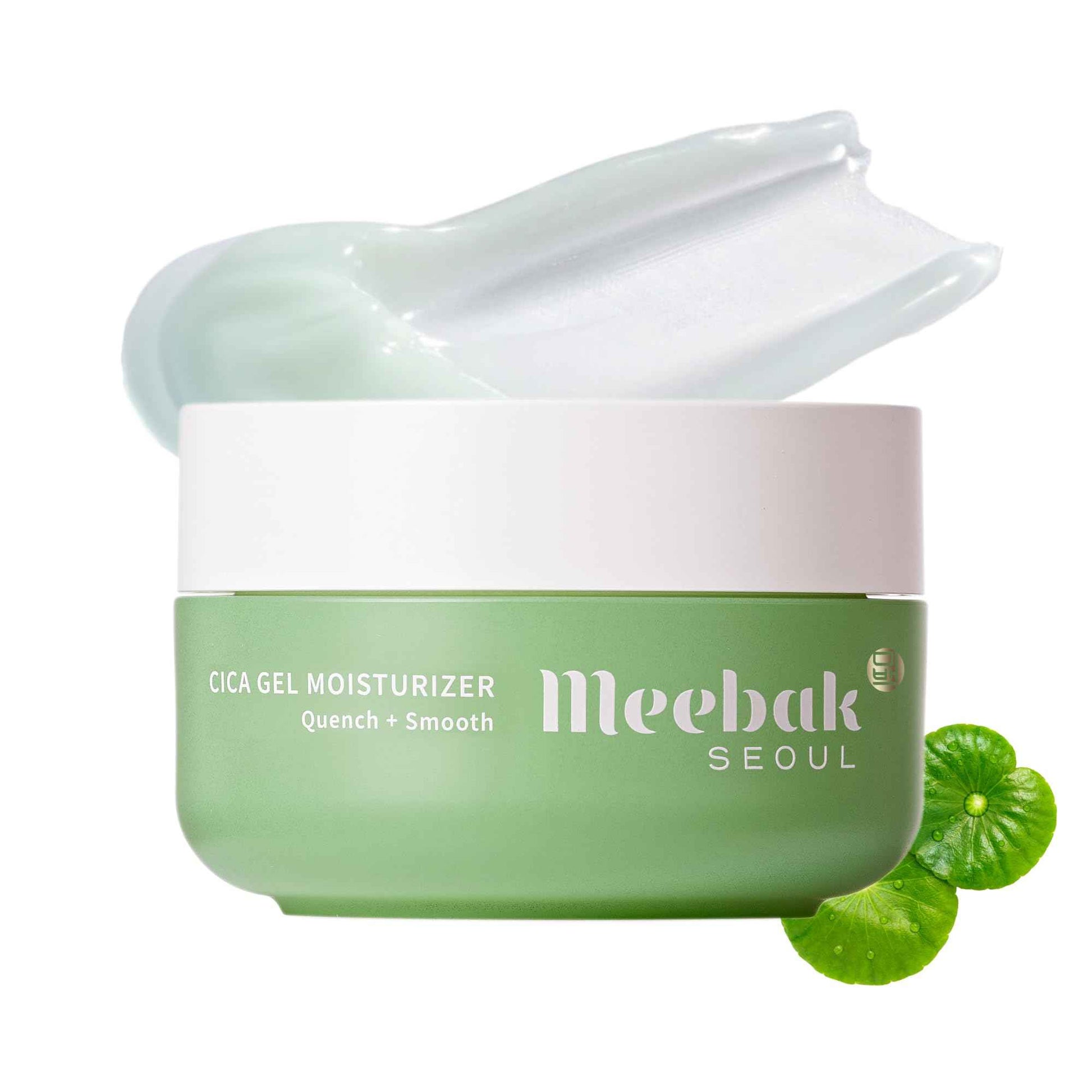 Meebak Cica Gel Face Moisturizer | Lightweight Hydrating Water Cream with Hyaluronic Acid & Vegan Collagen | Fast-Absorbing, Cooling Gel for All-Day Hydration & Glass Skin | Korean Skin Care