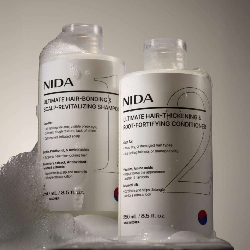 NIDA Ultimate Hair-Thickening & Root-Fortifying Conditioner | Leaves Hair Feeling Soft & Shine, Strengthens & Nourishes All Hair Types | 8.5 fl. oz., 250ml