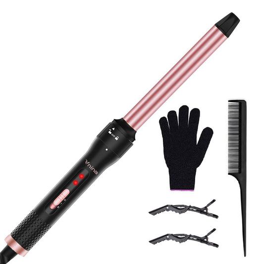 Vnina Curling Iron 1 Inch, Professional Long Barrel Hair Curling Wand with 2 Heat Settings, Ceramic Coating Barrel Curler Wand for All Hair Types, Include Heat Protective Glove & 2 Clips