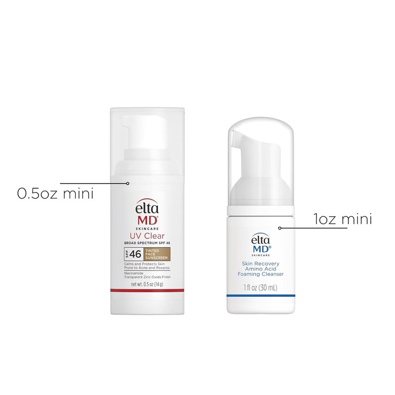 EltaMD Skincare Deluxe Mini Set - UV Clear Tinted & Skin Recovery Cleanser | 0.5 oz & 1 oz