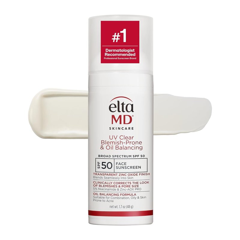 EltaMD UV Clear Sunscreen SPF 50 - Non-Comedogenic, Oil Balancing Formula for Blemish-Prone Skin