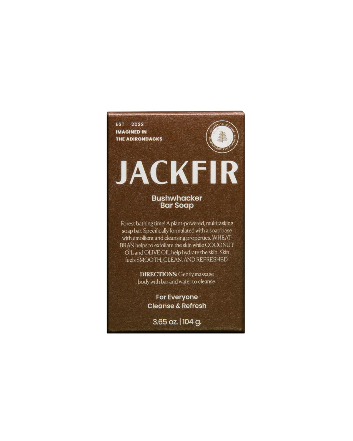 Jackfir The Bushwhacker Bar Soap - Certified Organic Exfoliating Bar Soap for Men - Moisturizing Body Bar with Coconut Oil, Olive Oil and Wheat Bran - EWG Verified, Vegan, Non Toxic, Sensitive Skin