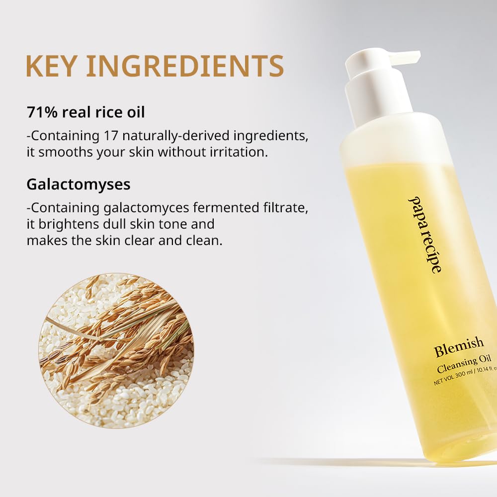 Papa Recipe Blemish Cleansing Oil - 300ml Rice Bran Oil Makeup Remover | Hydrating Korean Facial Cleanser