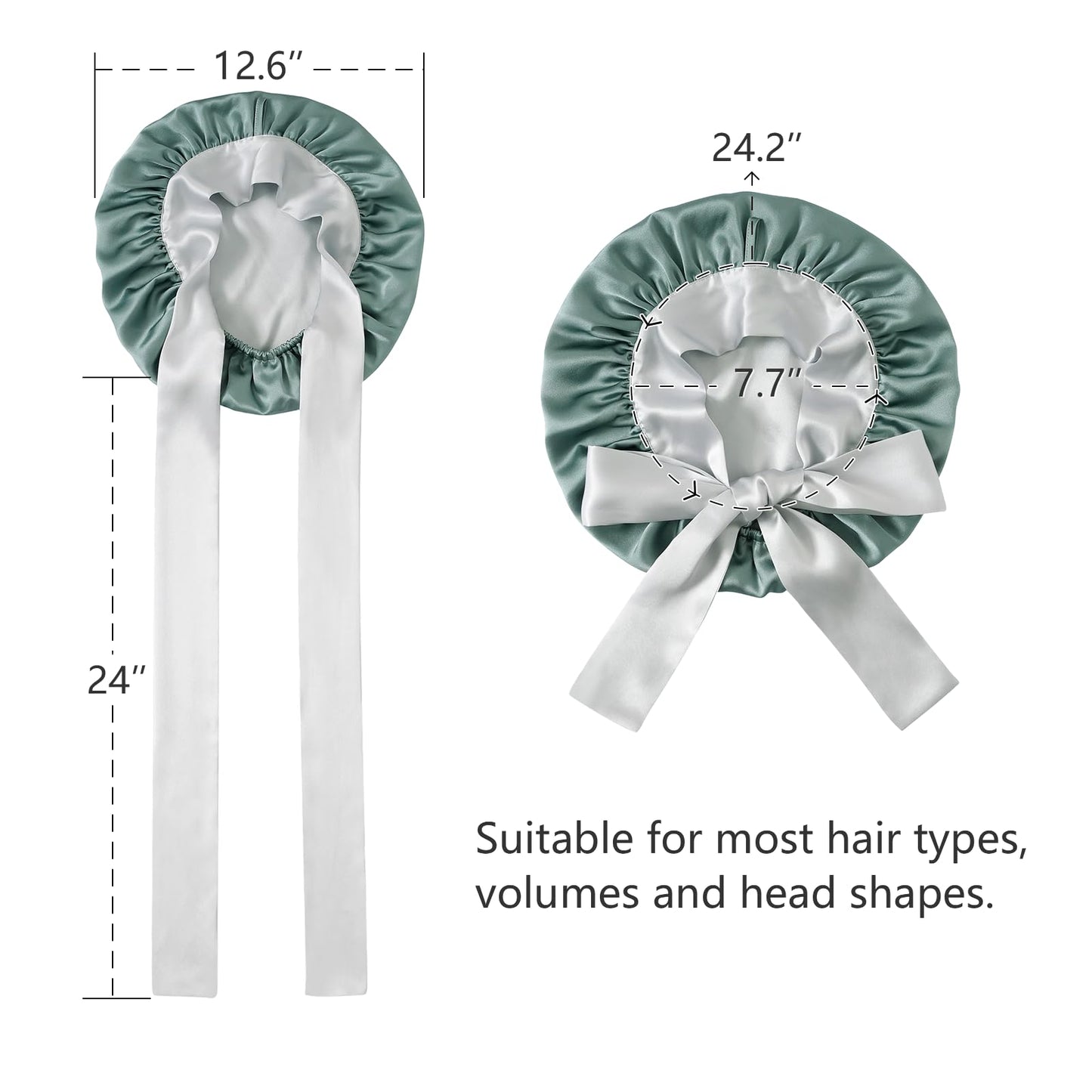 ZIMASILK 100% Mulberry Silk Bonnet for Sleeping Women Double-Layered Breathable Hair Wrap with Silk Tie Band - Reducing Hair Friction (1Pc, Grayish Green)