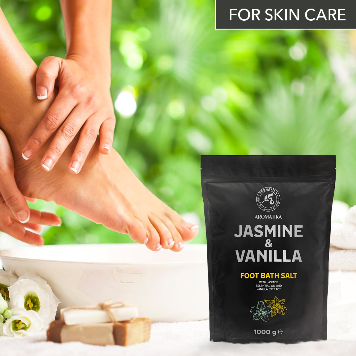 AROMATIKA Foot Soak - Jasmine & Vanilla 35Oz - Pedicure Foot Soak - Foot Bath Additive - Relax & Aromatherapy