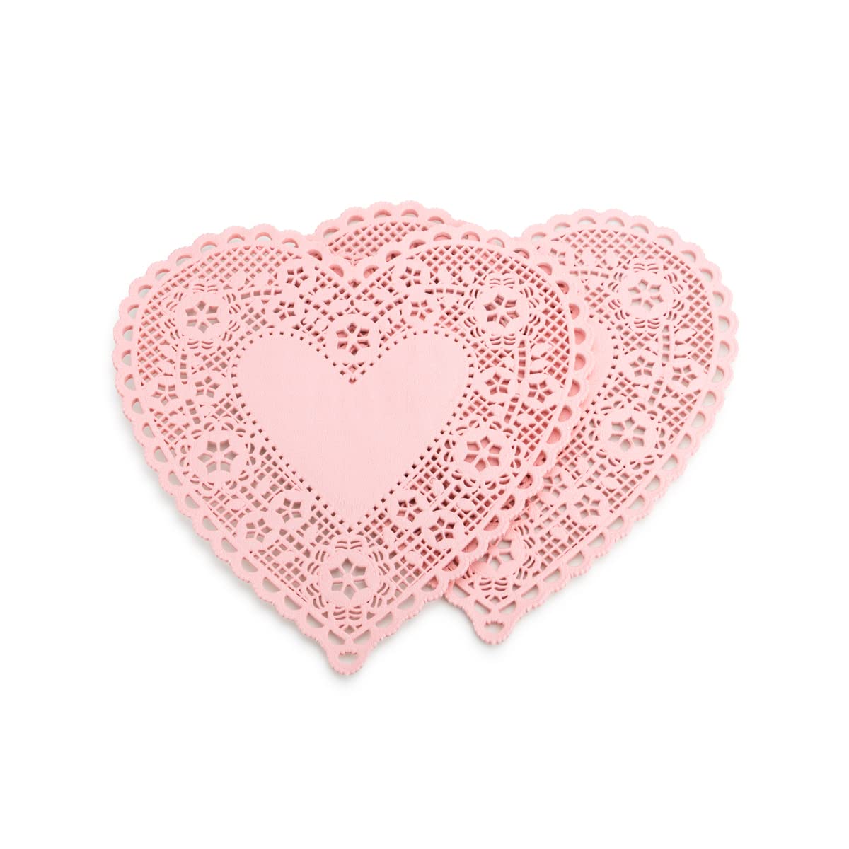 Hygloss Heart Doilies - 18 Pcs -8-Inch Pink Paper Heart Shaped Doilies for Valentines Crafts, Table Settings - Ideal for Valentine Doily, Paper Heart Doily Projects